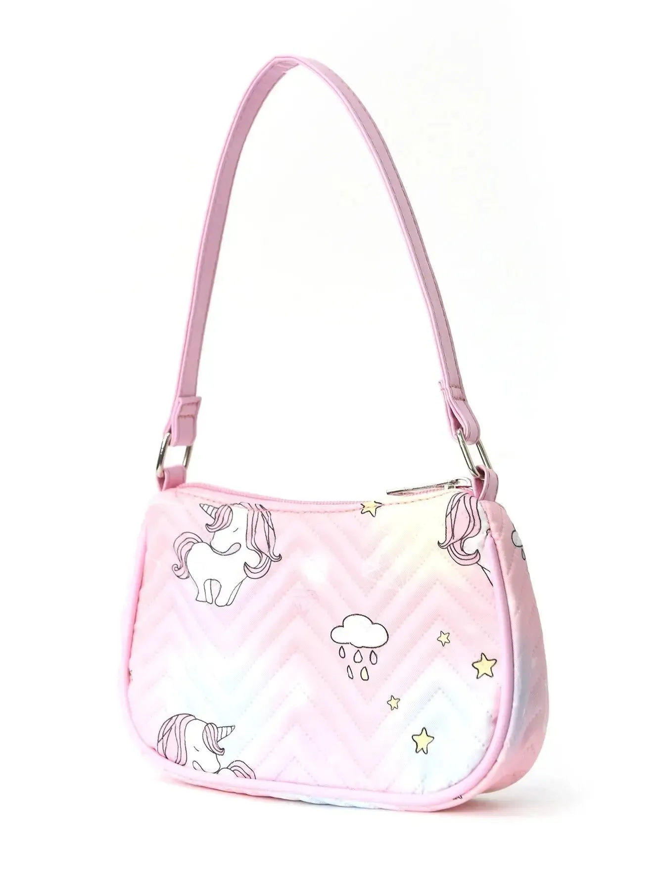 1 Pc Cute Cartoon Unicorn Diamond Print Kids Backpack Handbag For Girls, Students, Outdoor Travel, School, Holiday Gifts