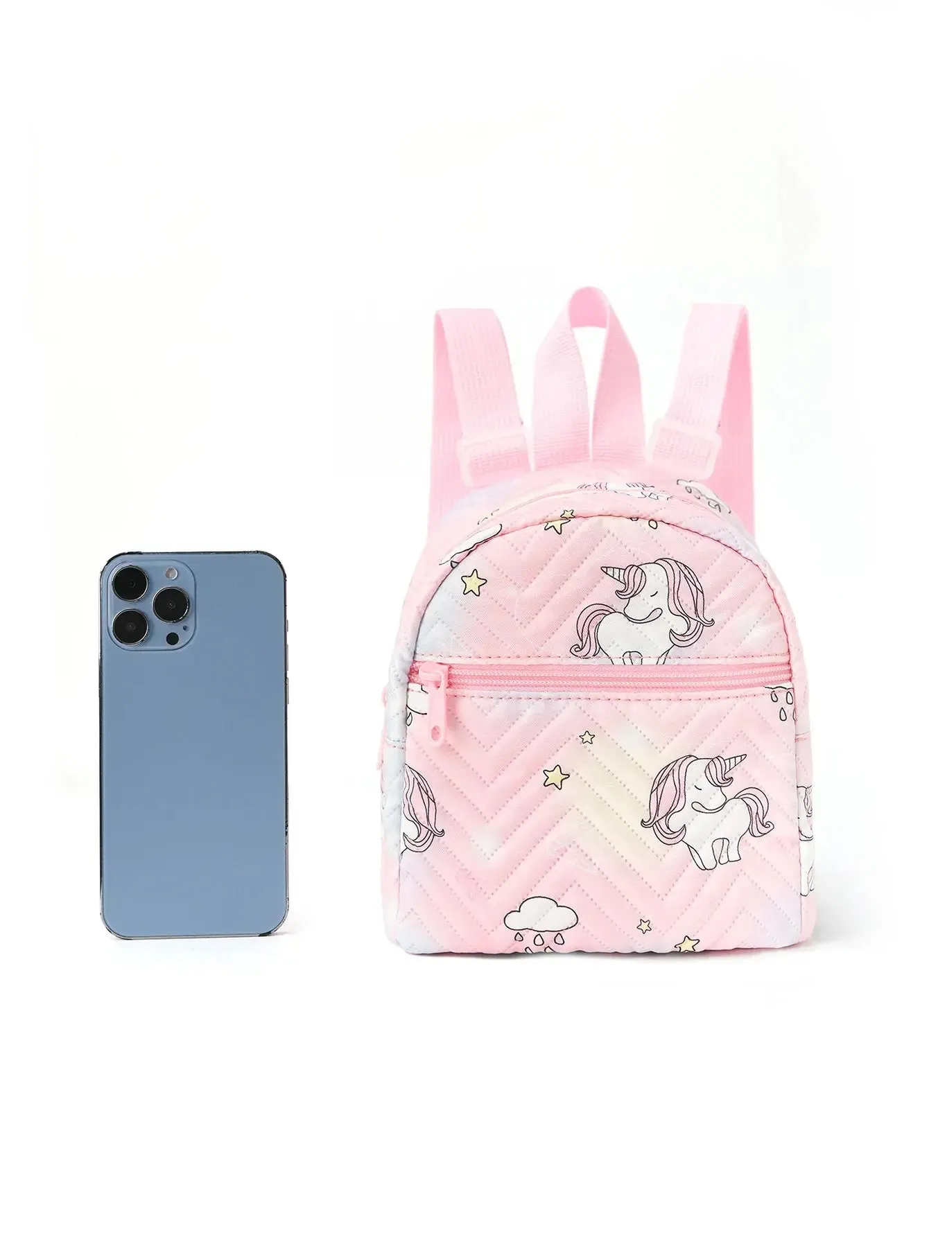 1 Pc Cute Cartoon Unicorn Diamond Print Kids Backpack Handbag For Girls, Students, Outdoor Travel, School, Holiday Gifts