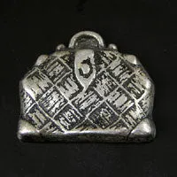 39mm Clutch Bag/Doctors Bag, Antique Silver Flatback, pack of 2