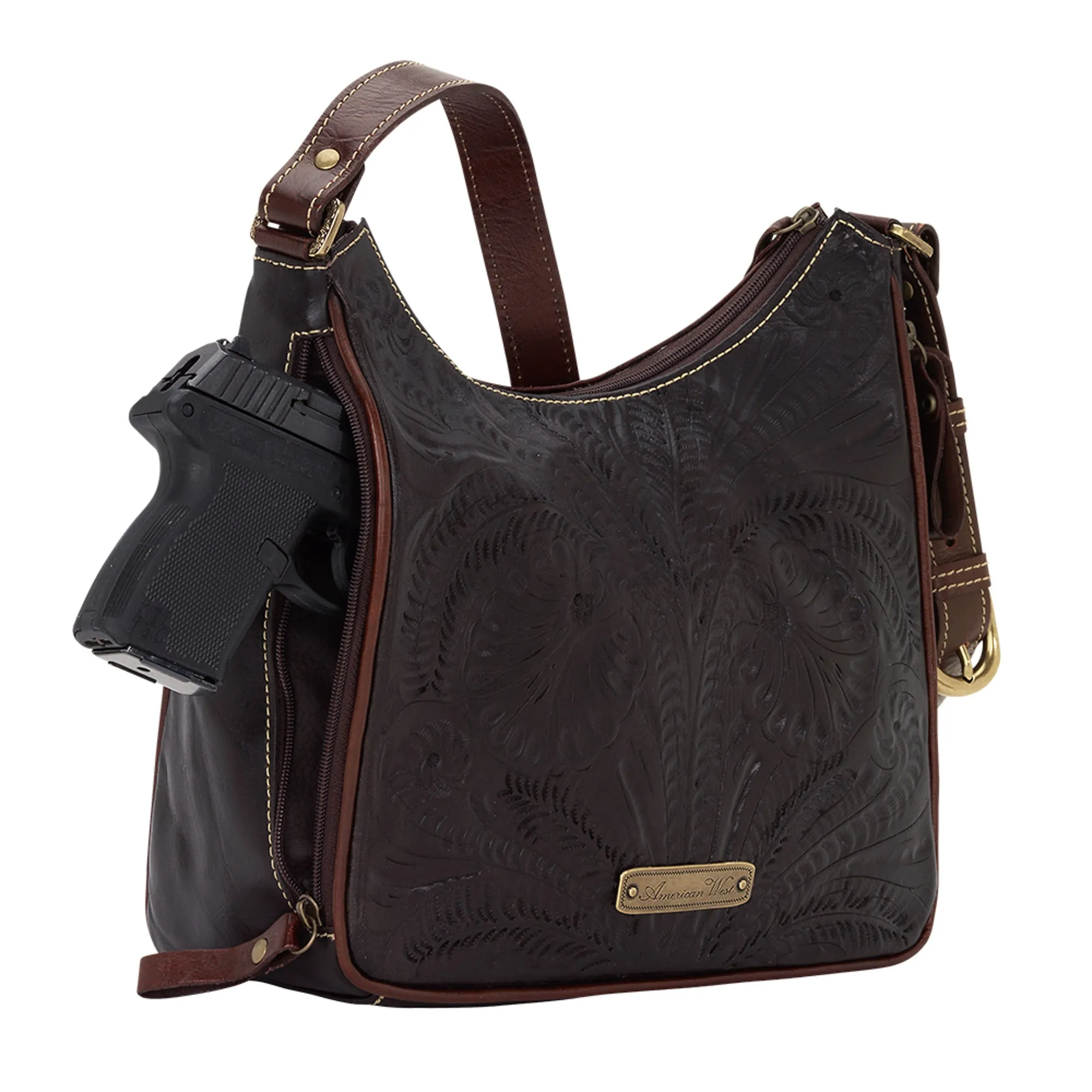 American West Annie's Secret Collection Chocolate Leather Shoulder Bag