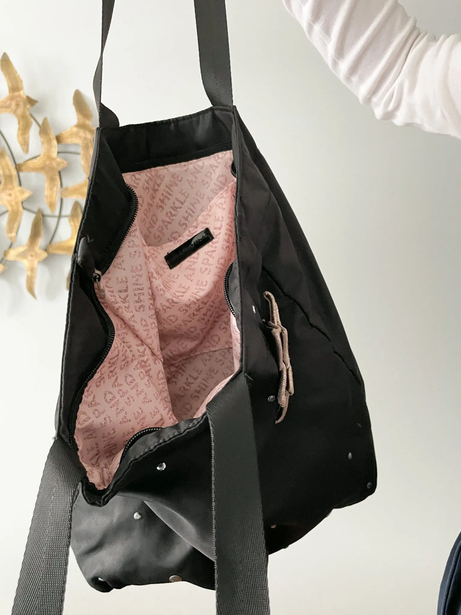 Bath and Body Works Black Zippered Tote Bag