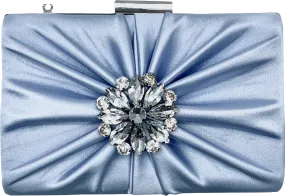 Chi Chi London Satin Finish Evening Clutch Bag In Blue One Size