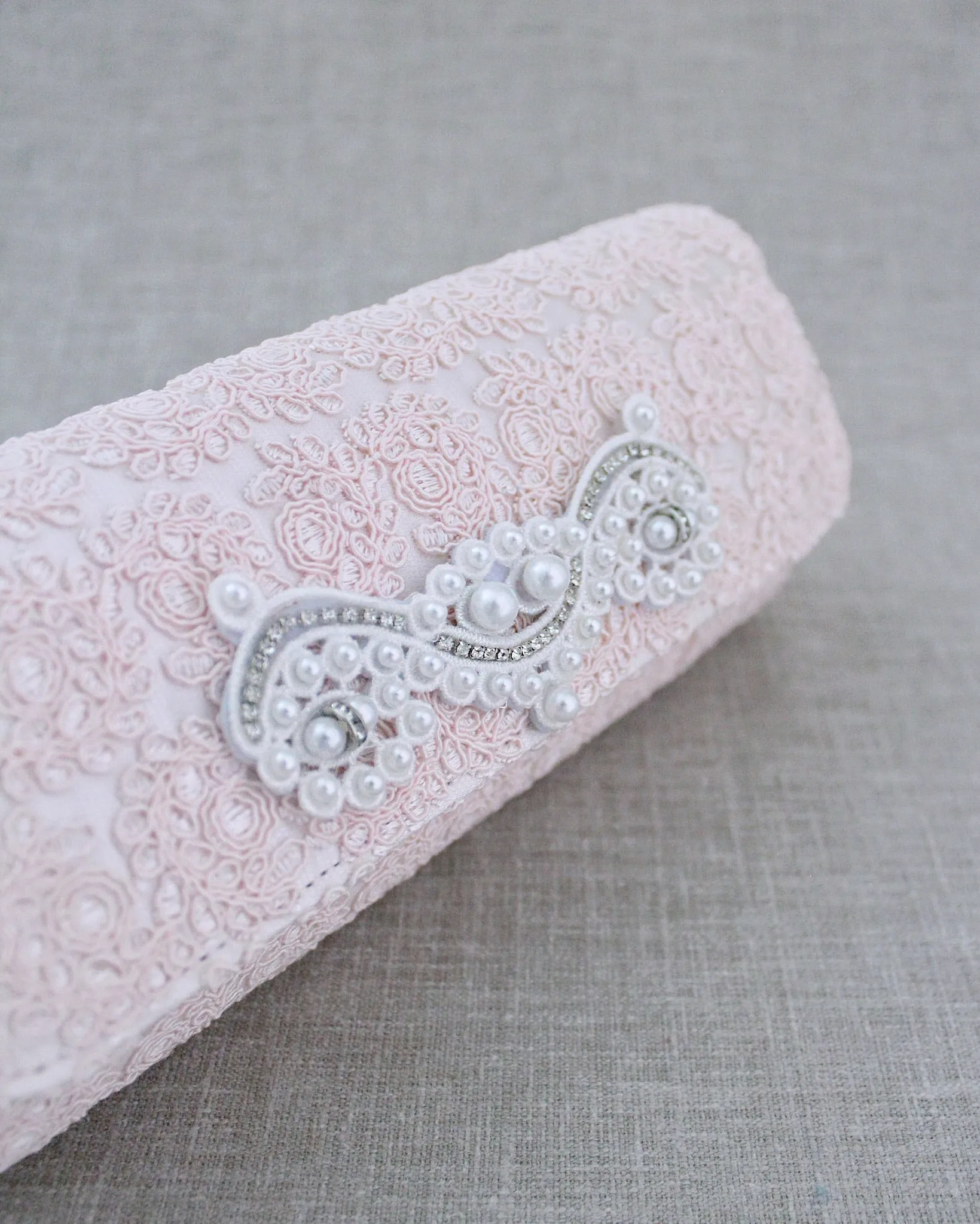 Crochet Wedding Clutch with Pearls Applique
