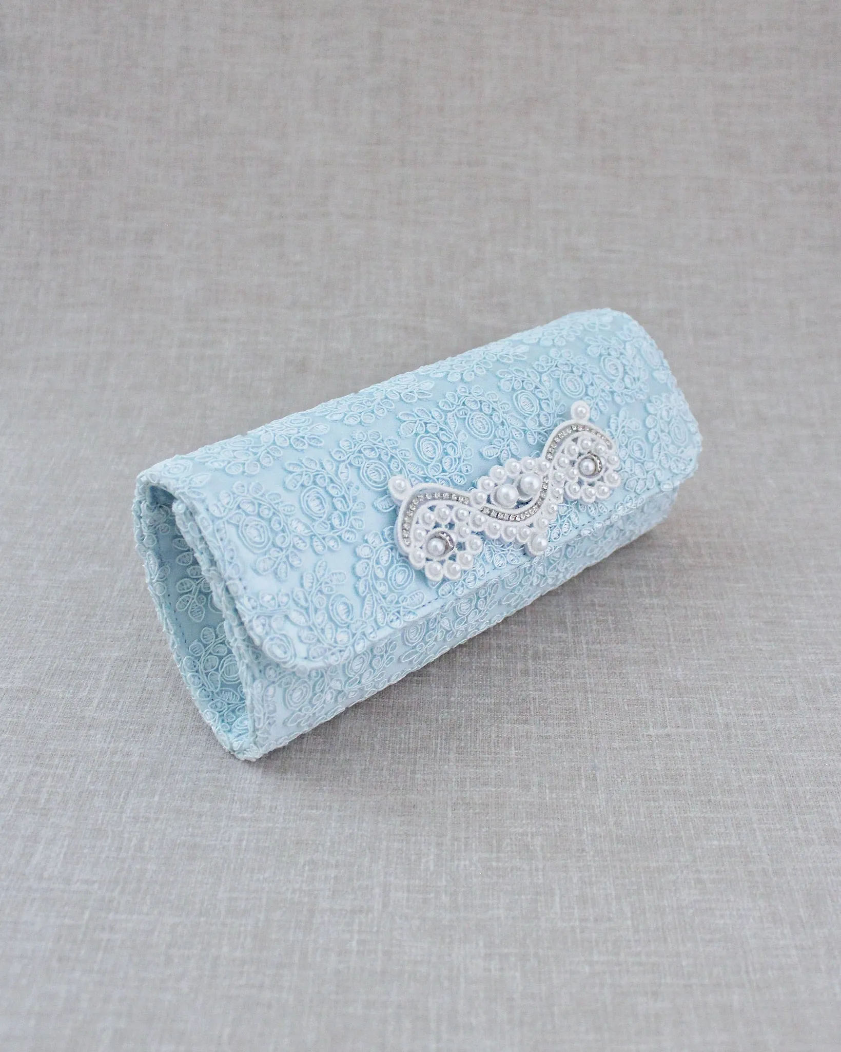 Crochet Wedding Clutch with Pearls Applique