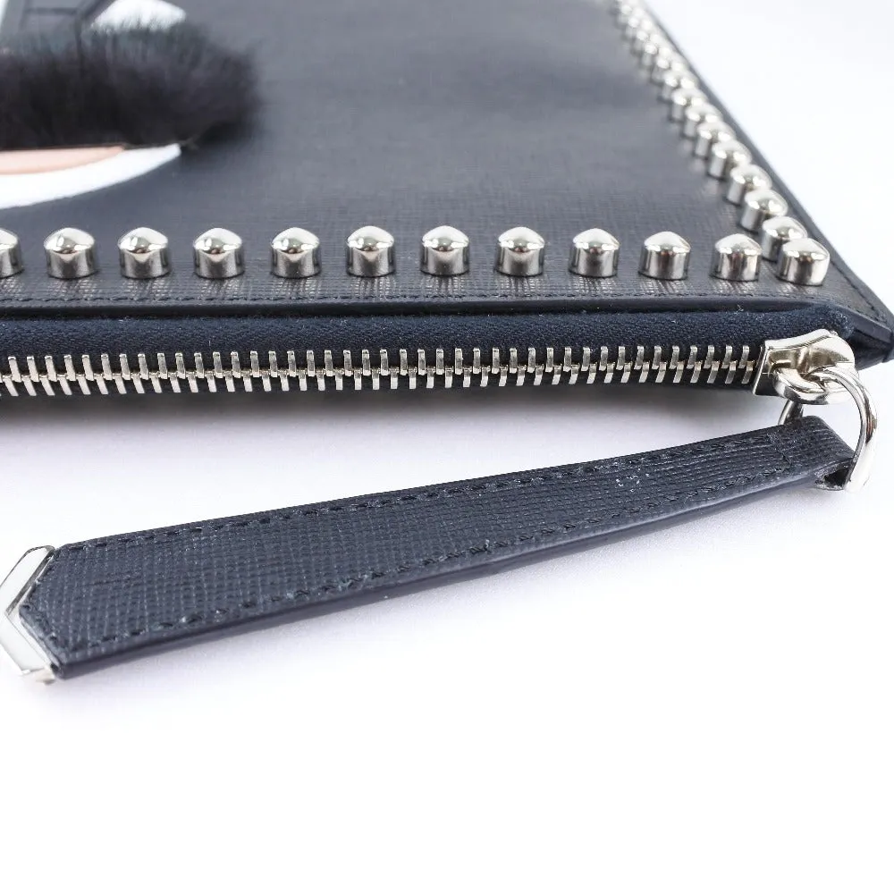 FENDI Clutch bag 8M0370 7MP F0V3X leather black Karl Lagerfeld Studs carlito flat clutch Women Used