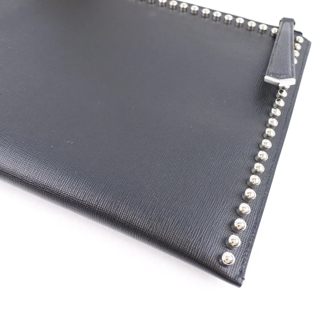 FENDI Clutch bag 8M0370 7MP F0V3X leather black Karl Lagerfeld Studs carlito flat clutch Women Used
