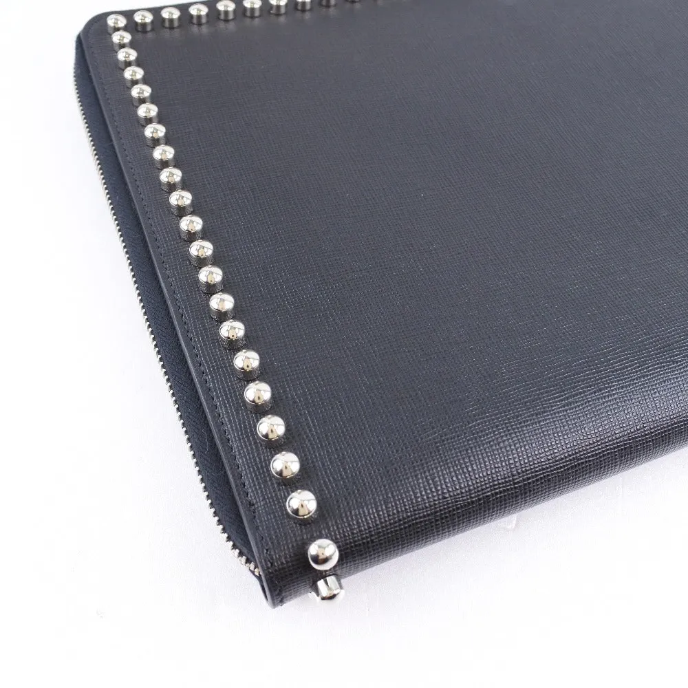 FENDI Clutch bag 8M0370 7MP F0V3X leather black Karl Lagerfeld Studs carlito flat clutch Women Used
