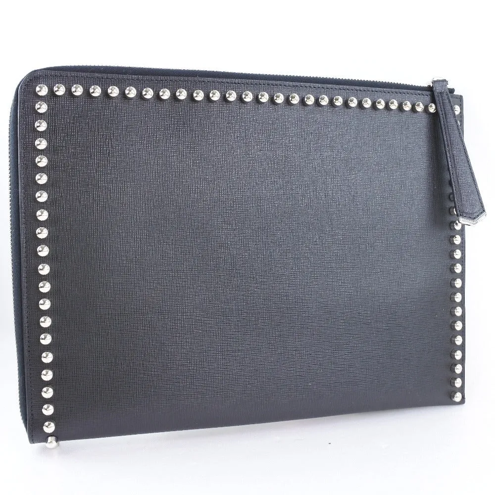 FENDI Clutch bag 8M0370 7MP F0V3X leather black Karl Lagerfeld Studs carlito flat clutch Women Used