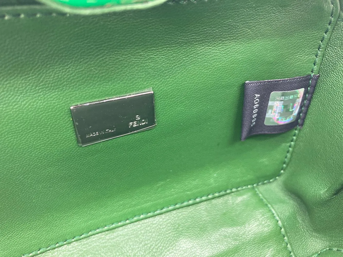 FENDI Green Logo Box Clutch