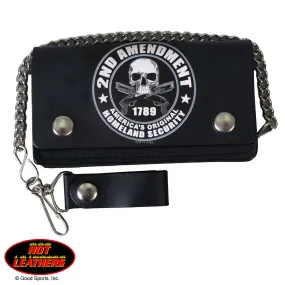 Hot Leathers 2nd Amendment Bi-fold Wallet w/ Chain American Made USA