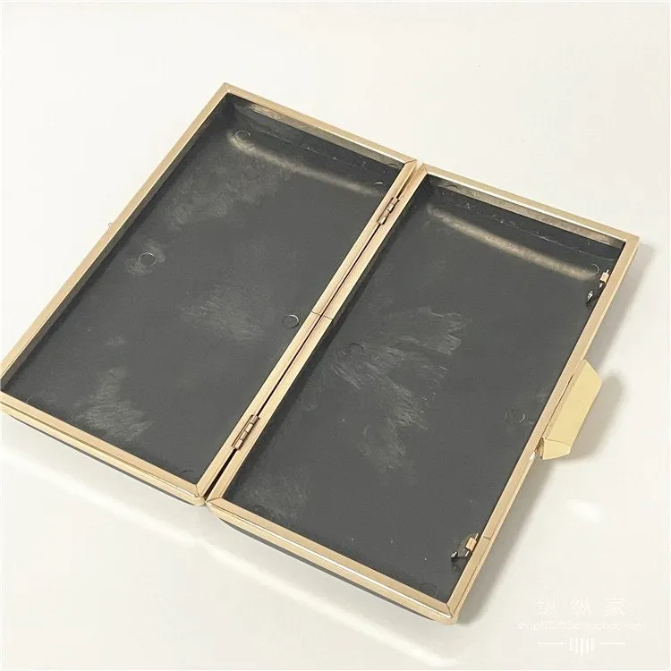 Light Gold Box Purse Frame Clutch Bag Glue-in Style 22cm x 12cm ( 8" x5")