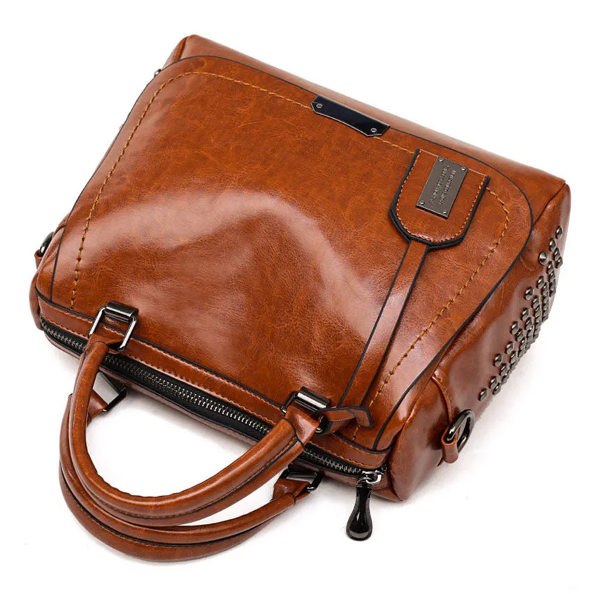Luxury Oil Wax Leather Tote Bag and Handbag