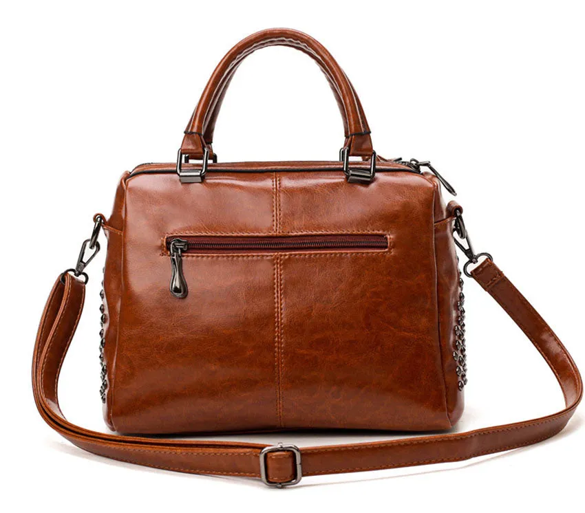 Luxury Oil Wax Leather Tote Bag and Handbag
