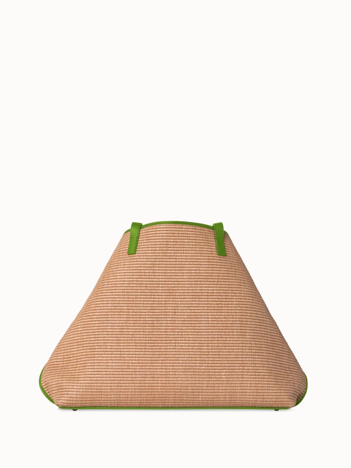 Medium Raffia Handtasche mit Lederbesatz