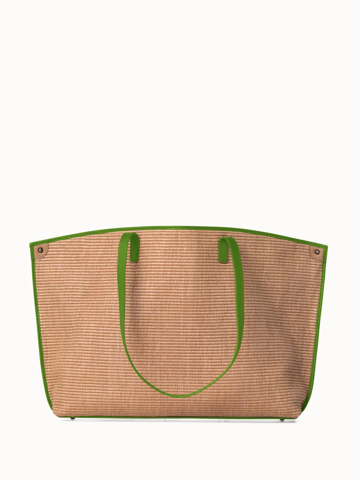Medium Raffia Handtasche mit Lederbesatz