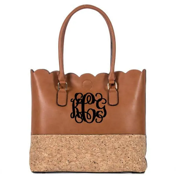 Monogram Scalloped Cork Leather Tote bag