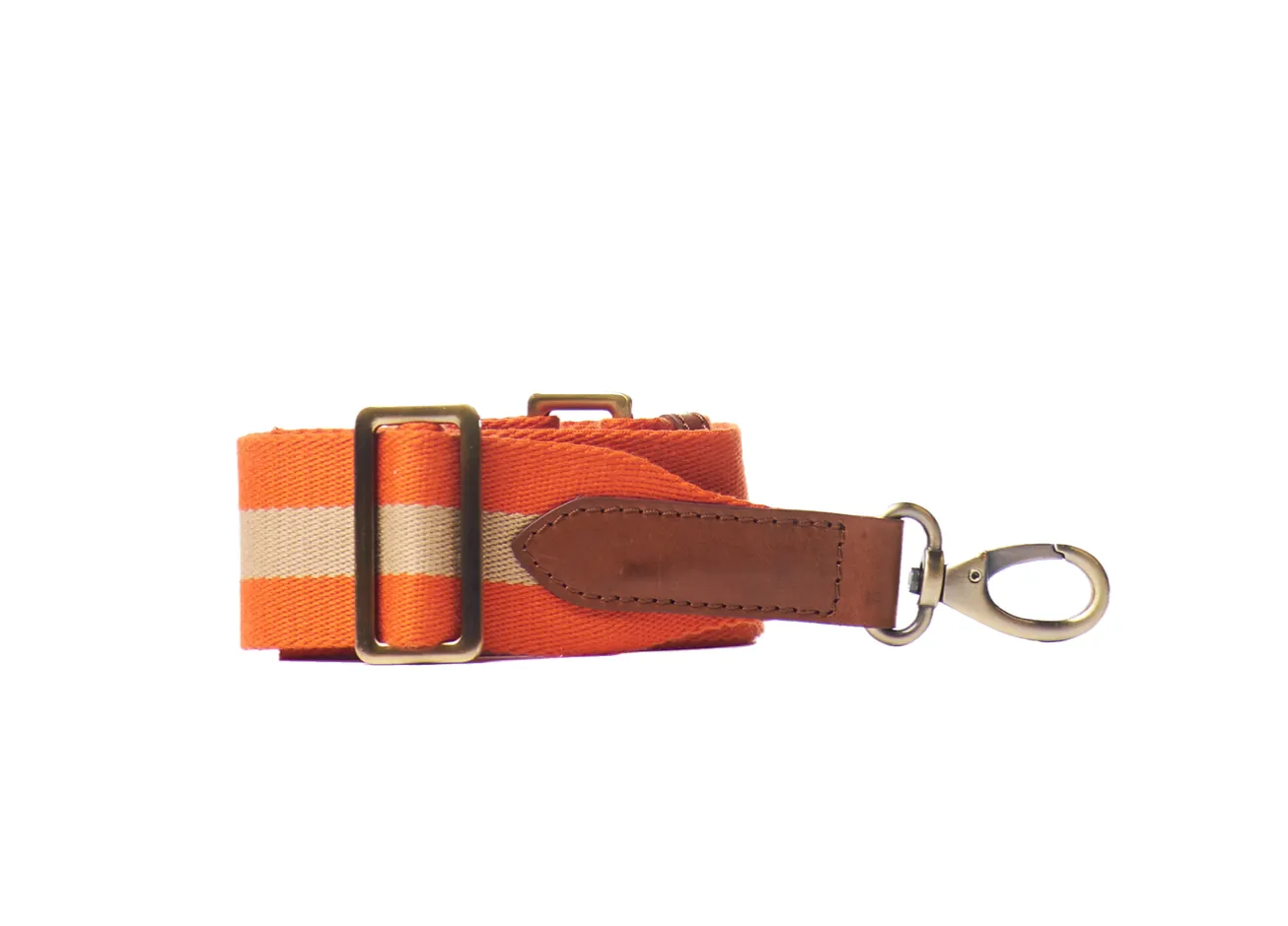 O My Bag - Orange Webbing Strap Cognac Leather