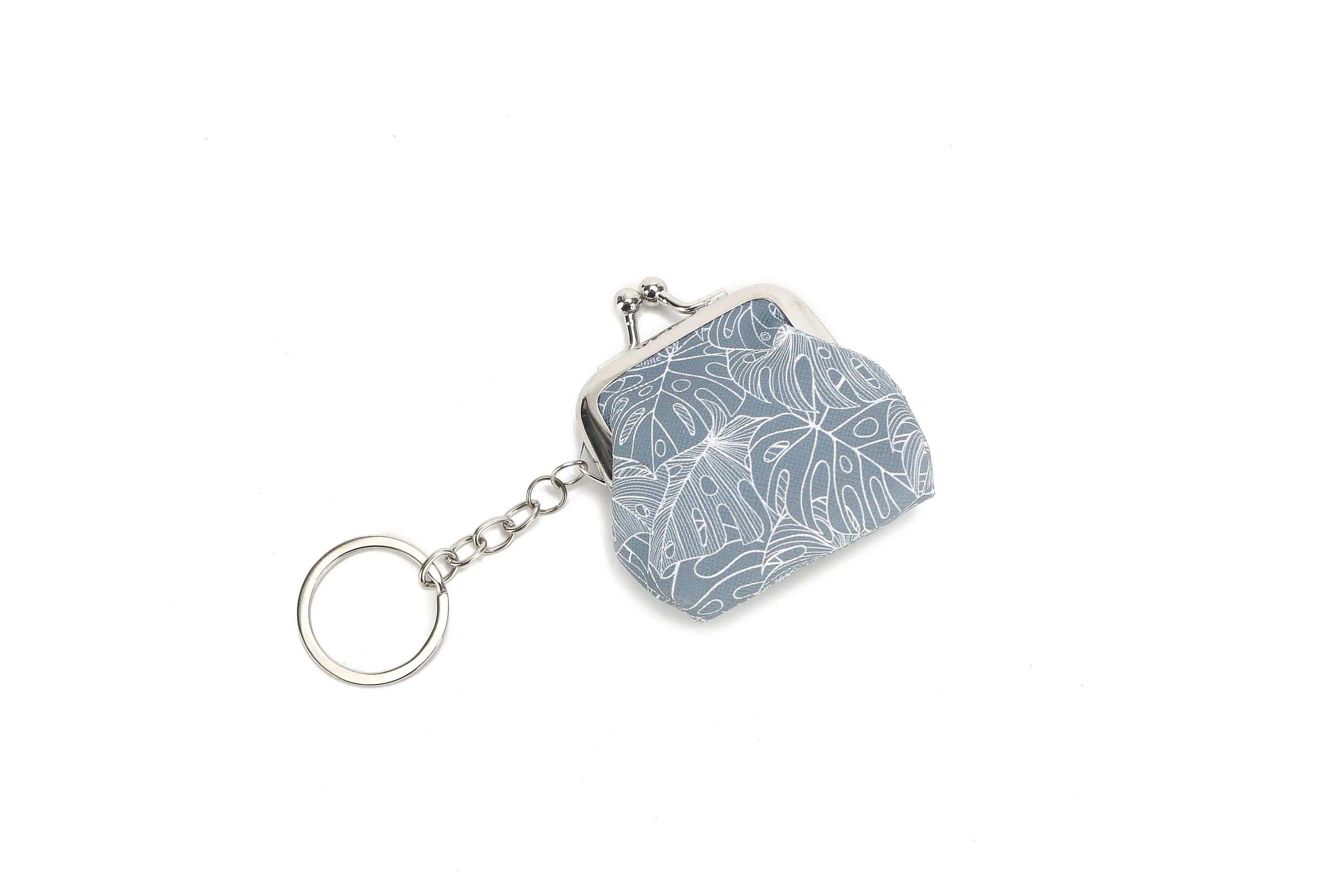 Pouch Coin Small Monstera Lines Grey