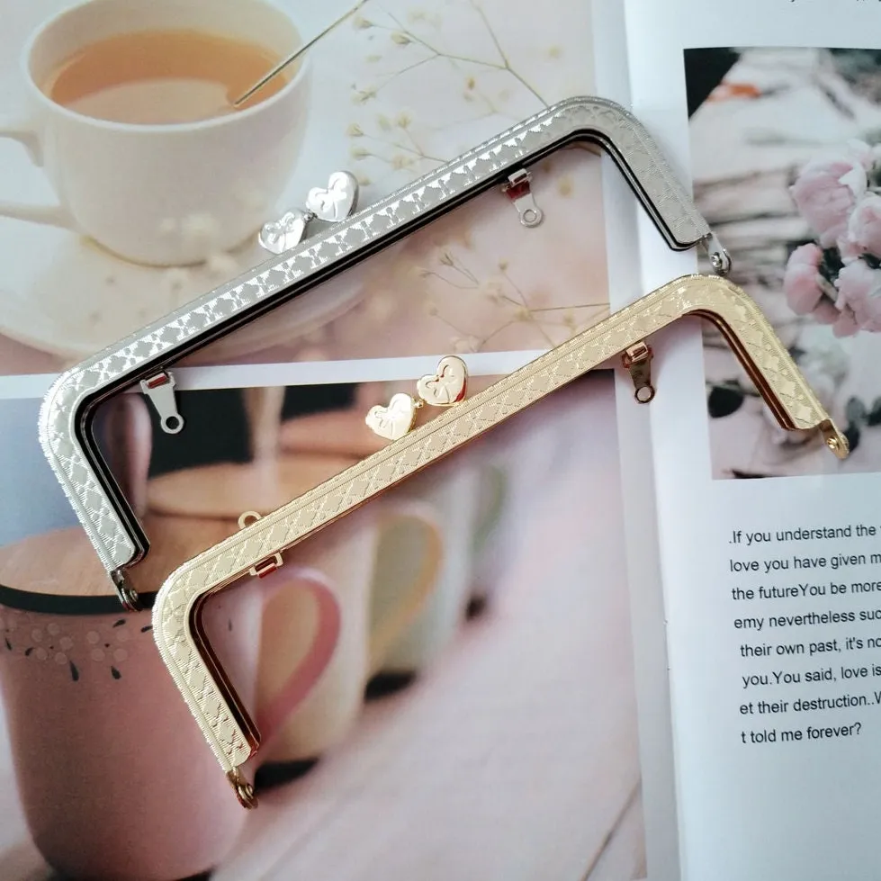 Retro Purse Frame Bag Hanger Rectangular Glue-In Style 18cm Silver/Light Gold