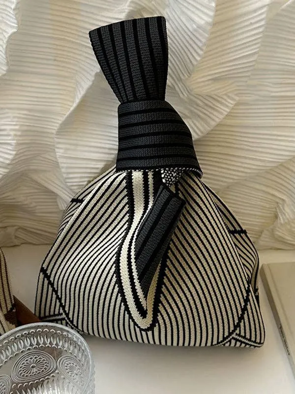 Striped Woven Handbag