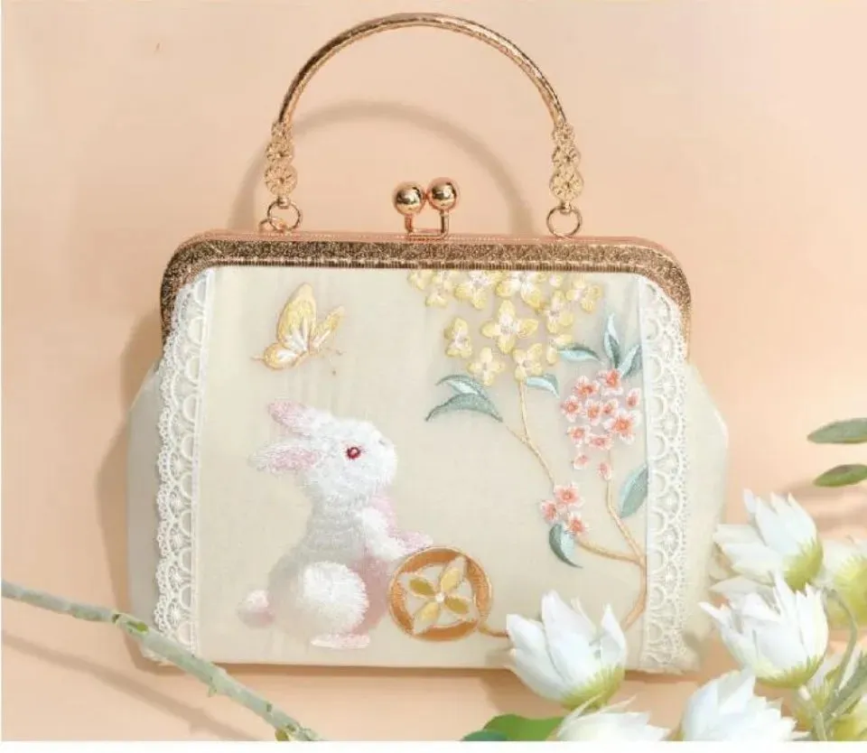 Vintage Lace Clutch with Kiss Lock