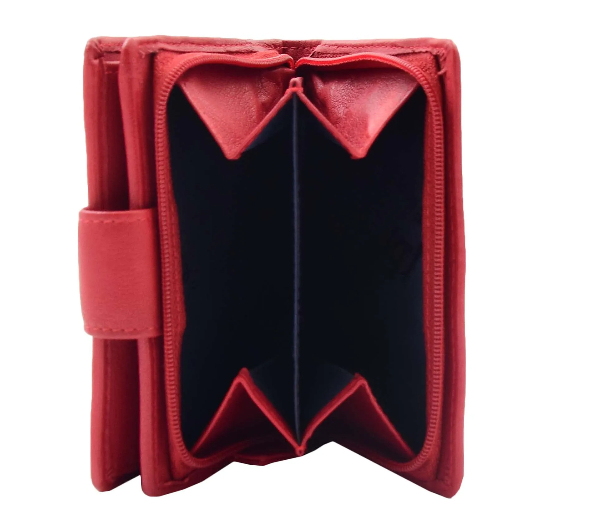 Womens Soft Leather Purse Mid-Sized Cards ID Notes Coins Pocket RFID Safe Boxed Alder Red