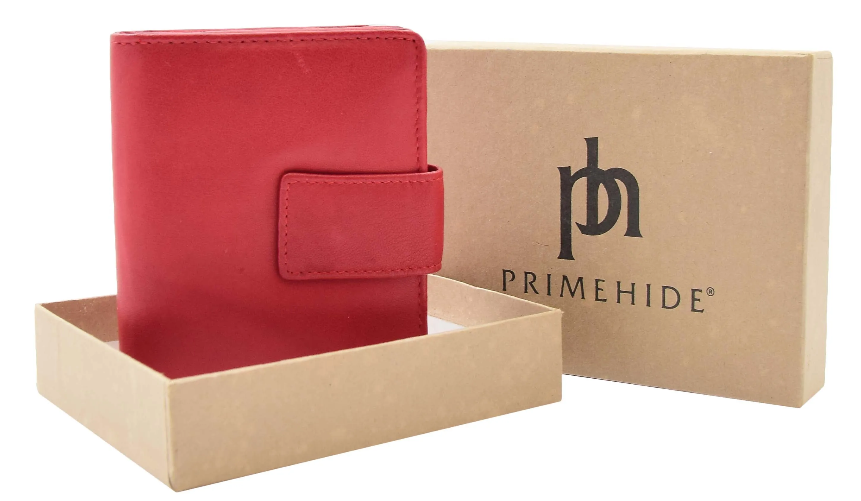 Womens Soft Leather Purse Mid-Sized Cards ID Notes Coins Pocket RFID Safe Boxed Alder Red