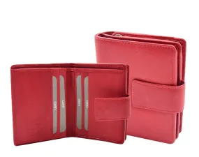 Womens Soft Leather Purse Mid-Sized Cards ID Notes Coins Pocket RFID Safe Boxed Alder Red
